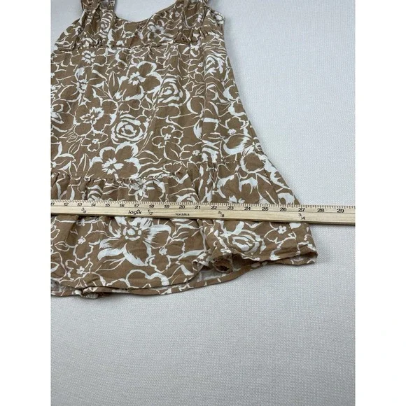 Blu Pepper Babydoll Dress Womens Size L Mini Brown Cream Floral Lined - Picture 5 of 12